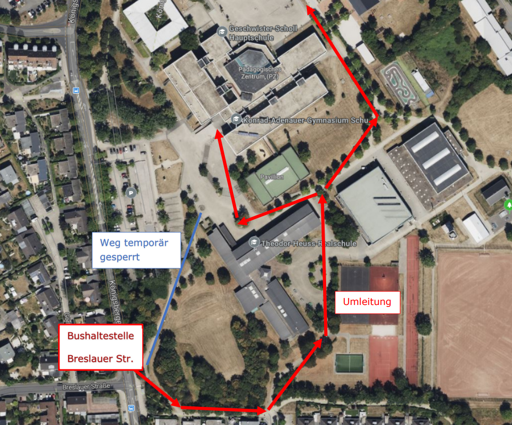 Plan der Umleitung am Schulcampus